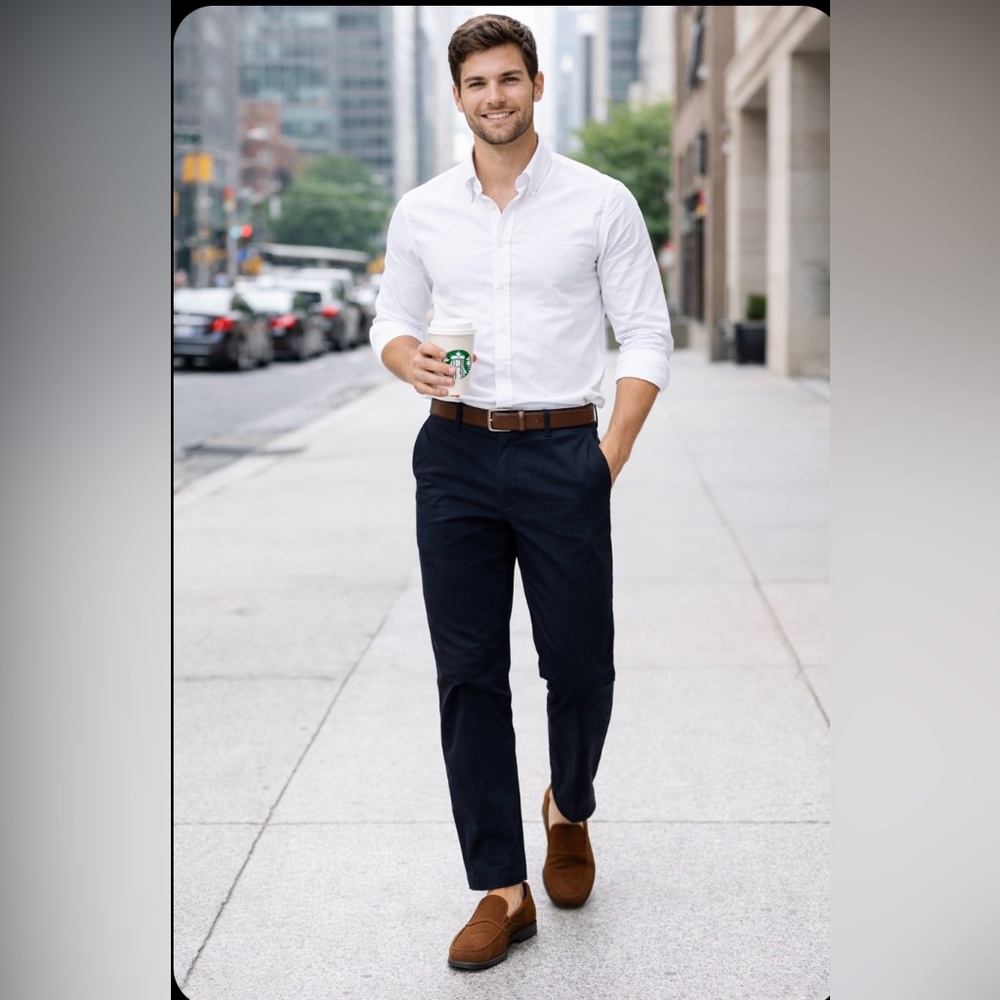 Preppy Academia Men’s Chino Hollister Slim Straight Navy Pants
